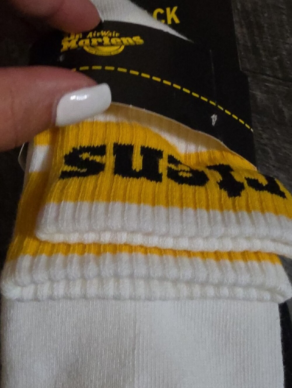 Dr. Martens White & Yellow Logo Crew Socks 2 Pack - Picture 6 of 6